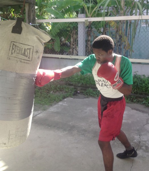 The Punisher at work yesterday during his training session at the Andrew ‘Sixhead’ Lewis Gym.