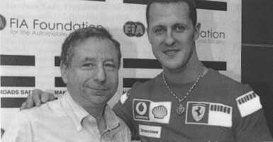 Seven-time Formula 1 World Champion, Michael Schumacher (right) and Jean Todt (left). 