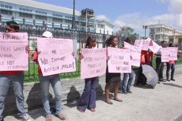 The Progressive Youth Organization of Region 4 staged a protest in support of the Amaila Falls Hydro Project 