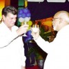 Toasting 40 years: Cuban Ambassador to Guyana Raul Gortázar Marrero toasting the 40 years Cuba-Guyana relations with President Donald Ramotar (at right) during an observances last December to mark the anniversary (GINA photo)
