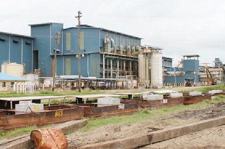 The Skeldon factory was relatively quiet last Thursday because grinding has yet to start at the US$200 million factory.