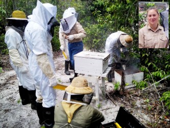 Amy Weeks (inset) with local beekeepers