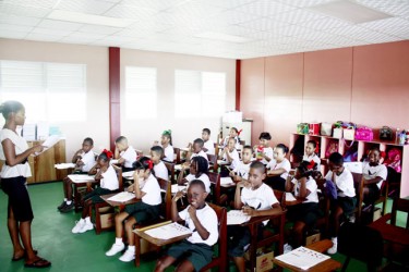 Class in session: Youngsters in class at the New Guyana school