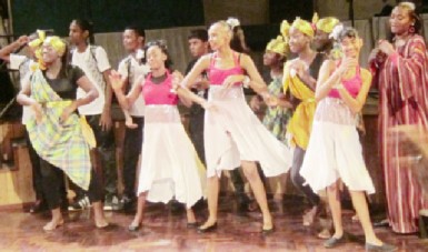 Deaf Theatre Guyana members in the auditorium of the Kennedy Stitching Foundation. 