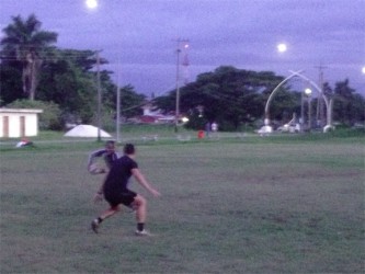 Players from the national rugby team in a simulation game yesterday at the National Park rugby field. 