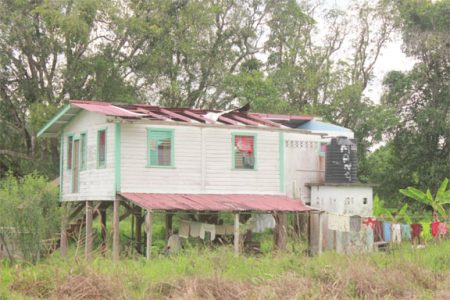 Veronica Gravesande’s home at Garden of Eden with part of the roof missing
