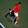 Top seed Novak Djokovic plays a backhand during his match with Marcel Granollers yesterday.