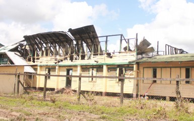 Aftermath: The aftermath of the fire at L’Aventure Secondary School, Canal Number One, West Demerara  today.