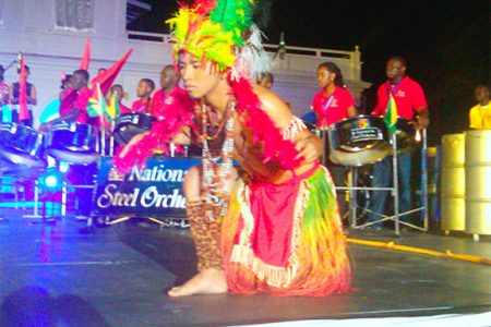 Mikel Andrews during a dance routine at Guyana Night