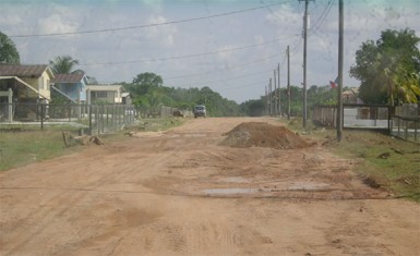 Laterite that Region Ten officials claim was mysteriously placed on the Ituni road. 