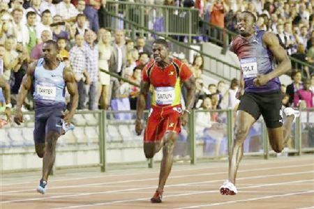 Jamaica’s Usain Bolt winning the season finale men’s 100m in Brussels yesterday.