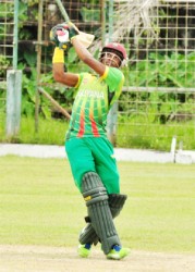 Trevon Griffith smashes one out of Bourda for six