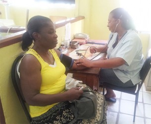 A patient being seen at the Campbellville Health Centre 