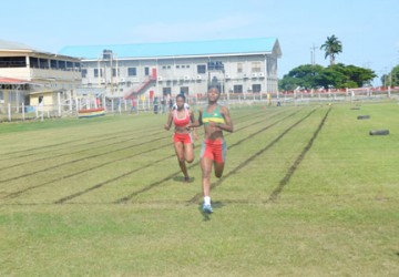 EASY VICTORY! Alita Moore takes the Women’s 100m yesterday afternoon at the Eve Leary Sports Club ground. 