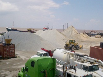 Stone stockpiled at BK’s Kingston location yesterday afternoon 