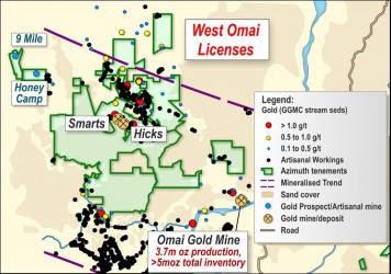 Location of Smarts and Hicks Deposits in Relation to PGI Concession (Source: Pharsalus Gold Inc. – Preliminary Project Description (July 2013))