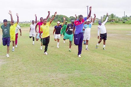 The  Essequibo team going through their fitness paces yesterday