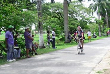 Stephen Fernandes crossing the finish line unchallenged. 