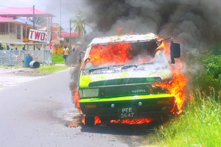 The bus on fire
(Juanita Hooper photo)