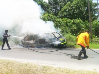 Firemen putting out the blaze (Juanita Hooper photo)