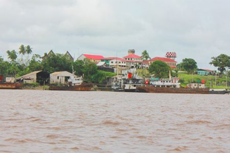A view of the Mazaruni Penal Settlement from the river on Saturday (Photo by Arian Browne)