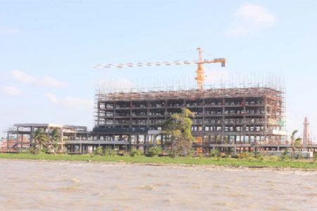 A view of the building that will be the Marriott Hotel (Stabroek News file photo March 2013)