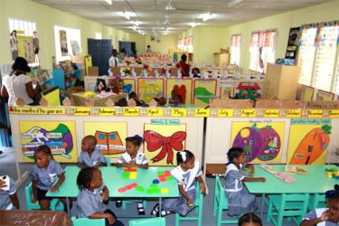 Students in one of the classrooms of the recently completed East Street Nursery School, which was rebuilt at a cost of $38M.  