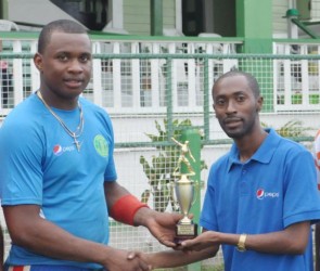 Christopher Barnwell receiving the Man-of-the-Match trophy