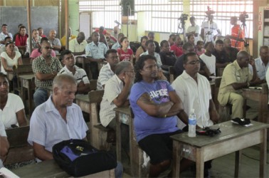 Residents from West Demerara in attendance at a Police/Community Outreach following a spate of serious crime in the area. 