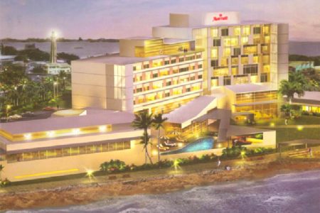 An artist’s rendition of what the completed Marriott Hotel would look like