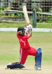 Anthony D’Andrade during his unbeaten knock. (Orlando Charles photos) 