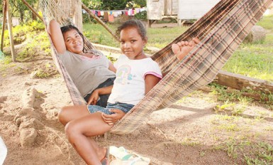 Tracy Wilson relaxes in a hammock at Campbelltown. 