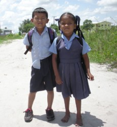 A brother and sister on their way to school. (Arian Brownphoto)