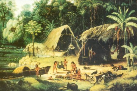 From a painting of Amerindians by W S Hedges c 1836
