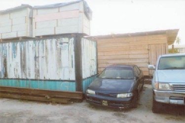 Boxes stored at the top of a container