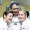 Tessanne Chin (left), her sister, Tami and their father, Richard, celebrate in Kingston last night after watching Tessanne’s performance on The Voice on NBC television.
