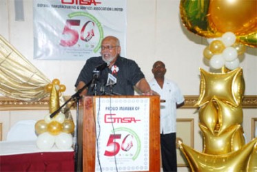 President Ramotar addressing Wednesday evening’s GMSA 50th Anniversary Dinner at the Pegasus Hotel.