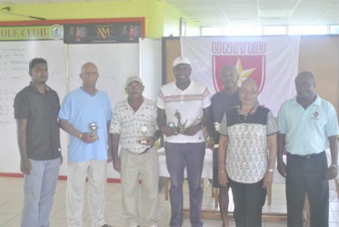 The top performers and representatives of the Lusignan Golf Club and United Insurance following the conclusion of last Sunday’s tournament.