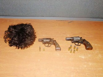 The firearms police say were recovered at the scene of the confrontation on Saturday night (Police photo)