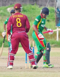 Bangaldesh’s Nazmul Shanto is bowled for the topscore of 60. (Orlando Charles photo) 
