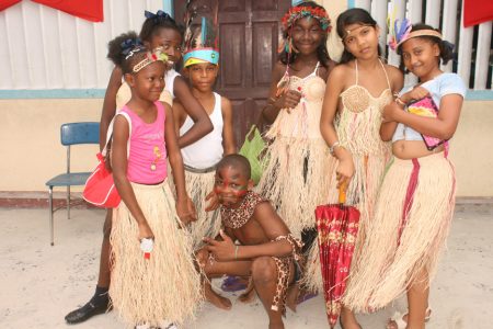 Students of the Stella Maris Primary School donned their Amerindian and African wear as part of the school’s culture day activities.