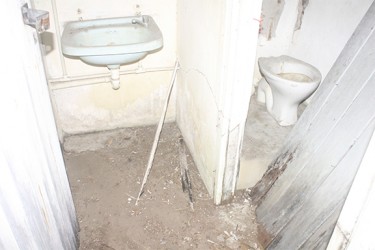 A washroom that is said to be abandoned.  