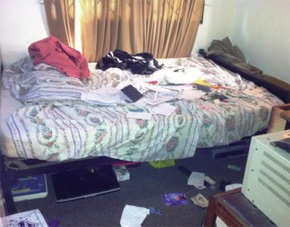 Asif Alli’s ransacked room following the attack 