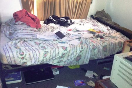 Asif Alli’s ransacked room following the attack 