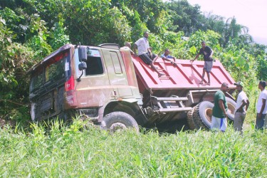 The truck involved in the accident (Photo by Arian Browne) 