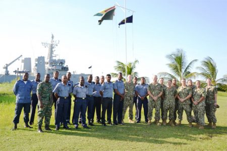 GDF and US Coast Guardsmen during a visit by the US Technical Assistance Field Team earlier this week (US Embassy photo)