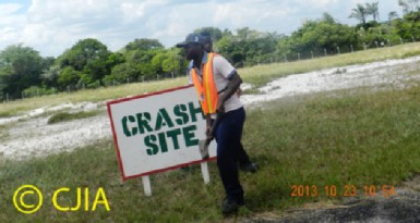 A sign installed for the test (CJIA photo)