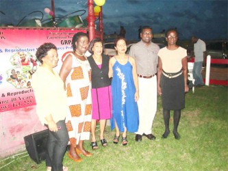 From left: Reverend Maureen Massiah, Chief Medical Officer Dr Shamdeo Persaud, President of GRPA Pamela Nauth, First Lady Deolatchmie Ramotar, UNFPA representative Patrice La Fleur and GRPA Executive Director of GRPA Patricia Bisnauth at Sunday’s event. 