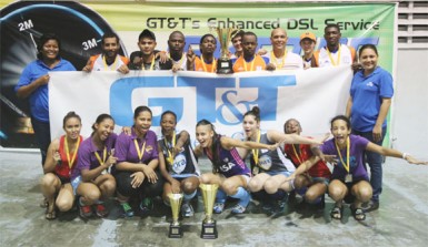 The victorious GCC men’s first division and GCC Spartan’s side posing with their respective titles following the conclusion of the event.   