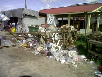 Refuse around a stall